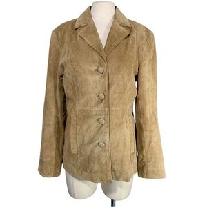 Vintage Michael Michelle Y2k Suede Button Down Jacket Tan Size Medium